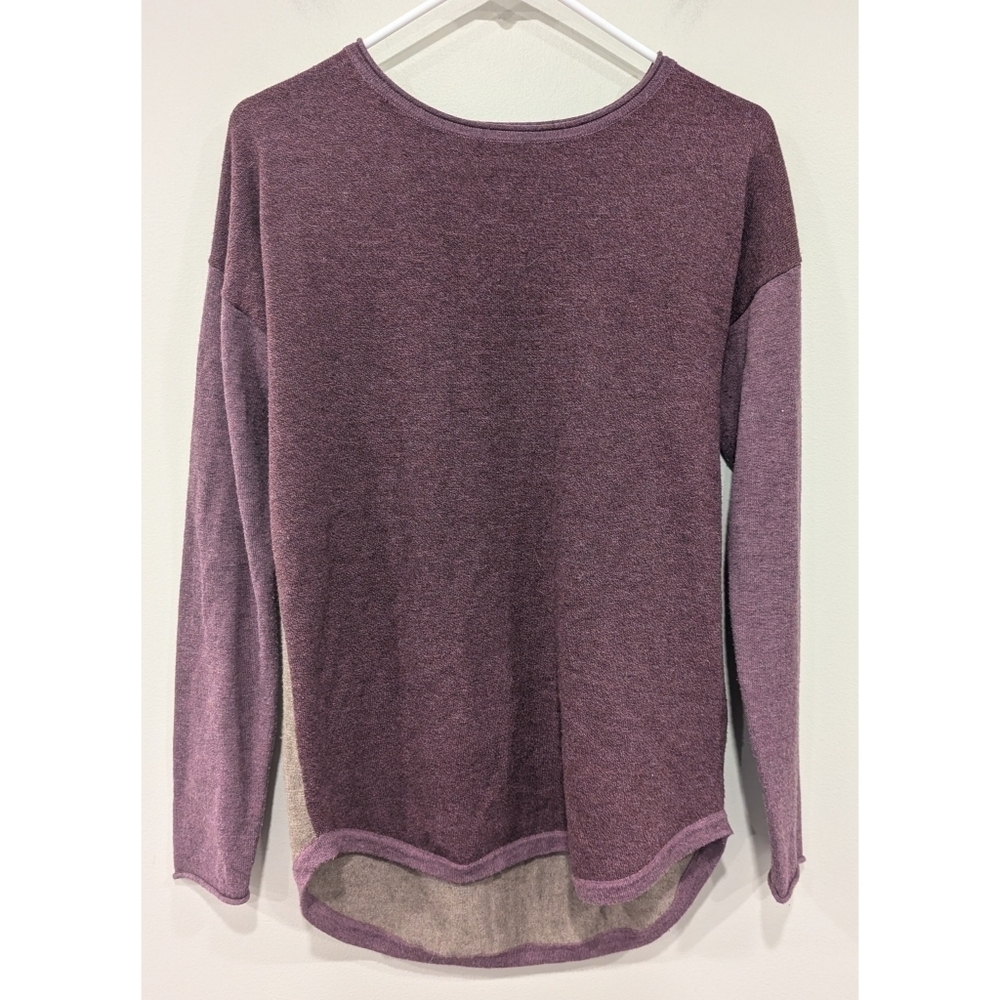 Smartwool Shadow Pine Colorblock Wool Blend Sweater in Purple Tan Size Small